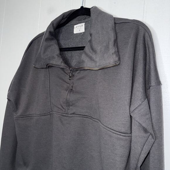 Wilo The Label Women’s Bella Half Zip Pullover Sweater Gray Size Small - Picture 3 of 5